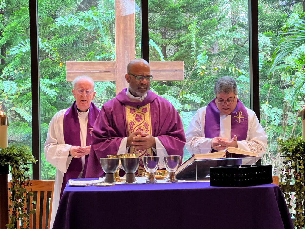  Reverend Leo Hodges of St. Andrews Catholic Church Orlando concelebrates Mass with Fr. Miguel and Bishop Noonan