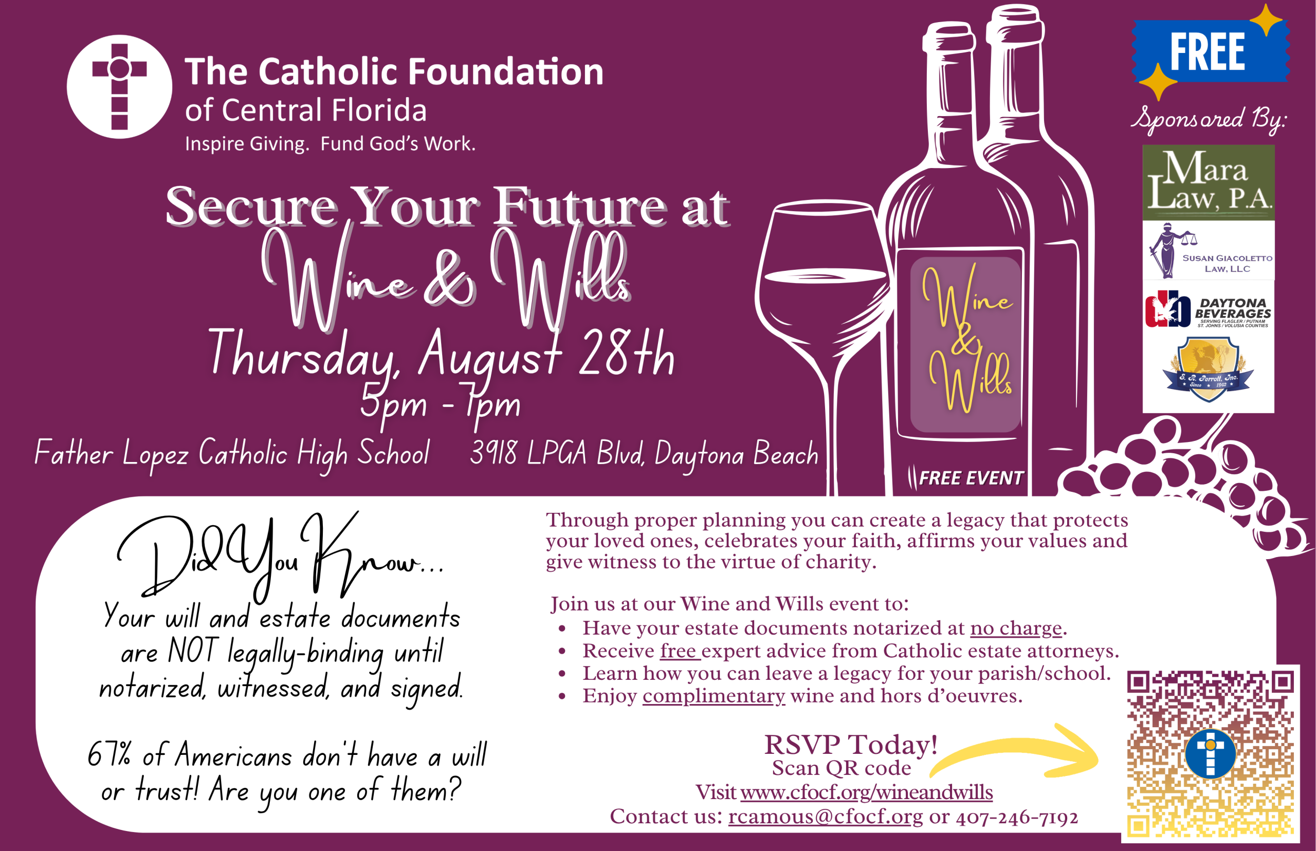 Wine & Wills Invite new sponsors